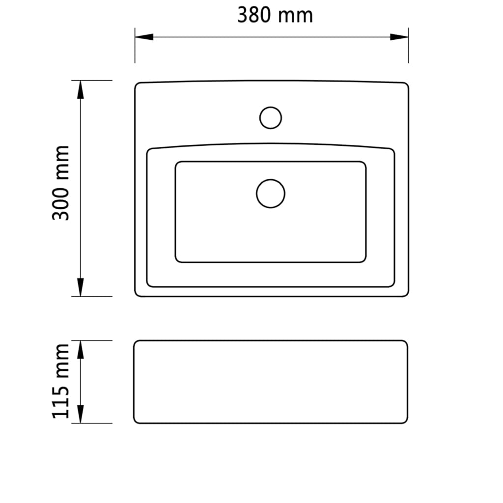 Wastafel Met Kraangat 38X30X11,5 Cm Keramiek Kleurig Zilver