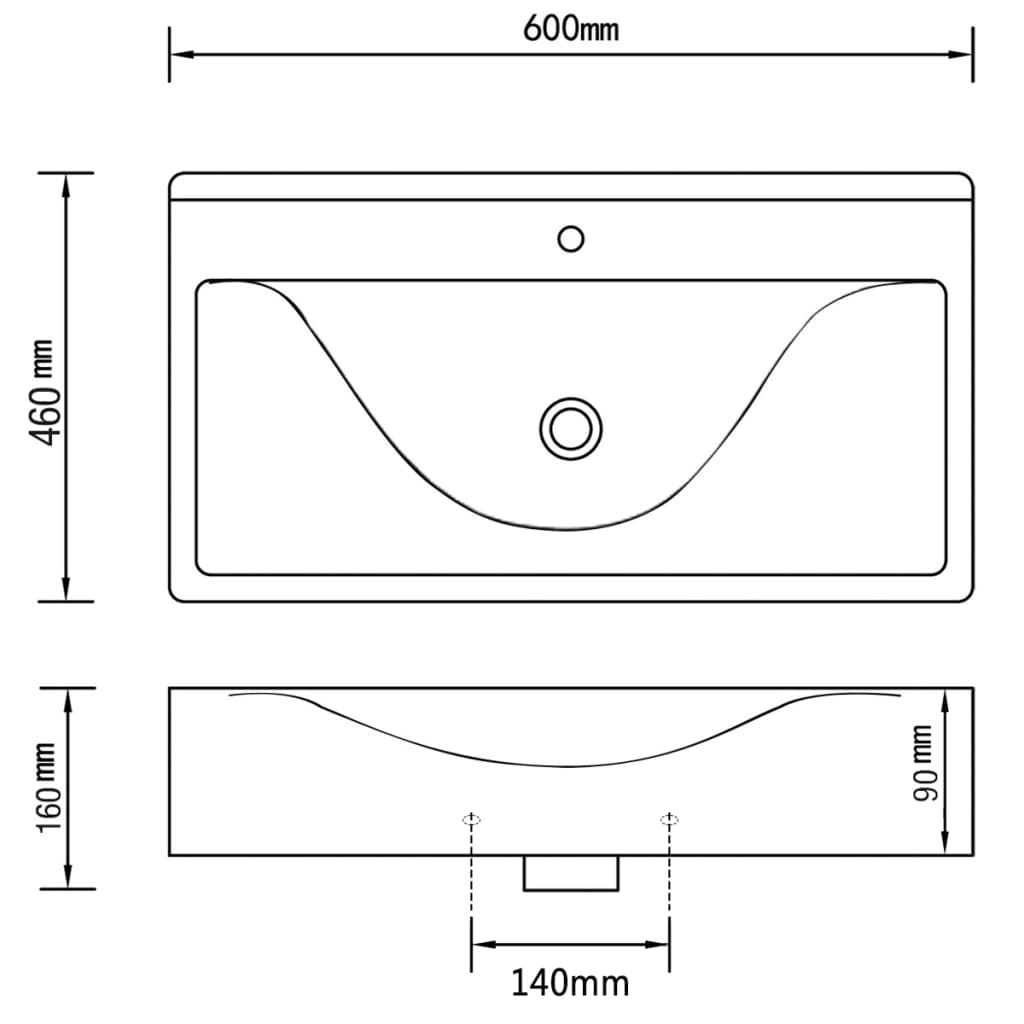 Wastafel Met Overloop 60X46X16 Cm Keramiek Kleurig Zilver