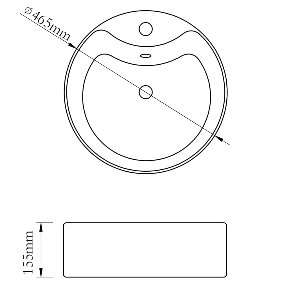 Wastafel Met Overloop 46,5X15,5 Cm Keramiek Kleurig Zilver