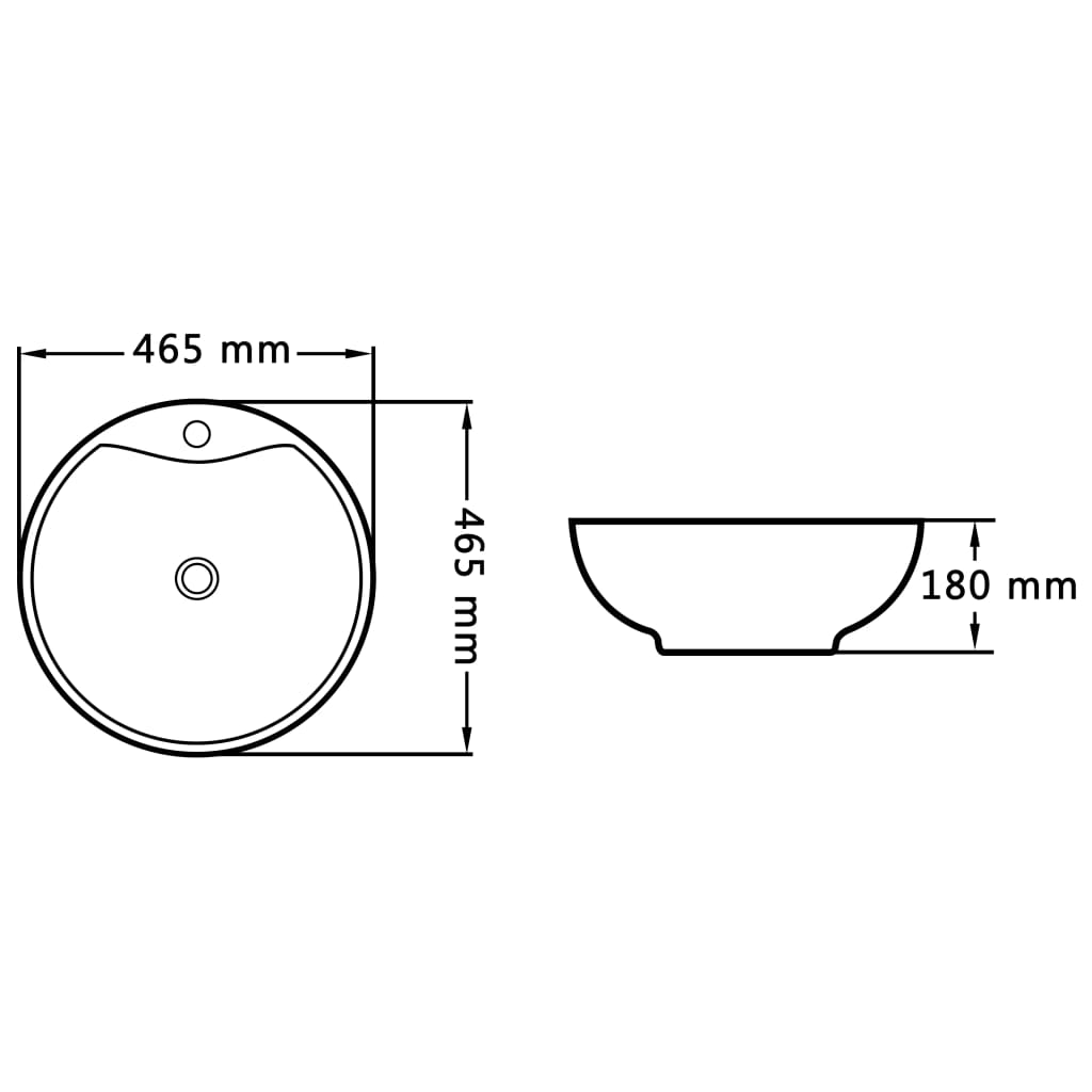 Wastafel Met Overloop 46,5X18 Cm Keramiek Zwart