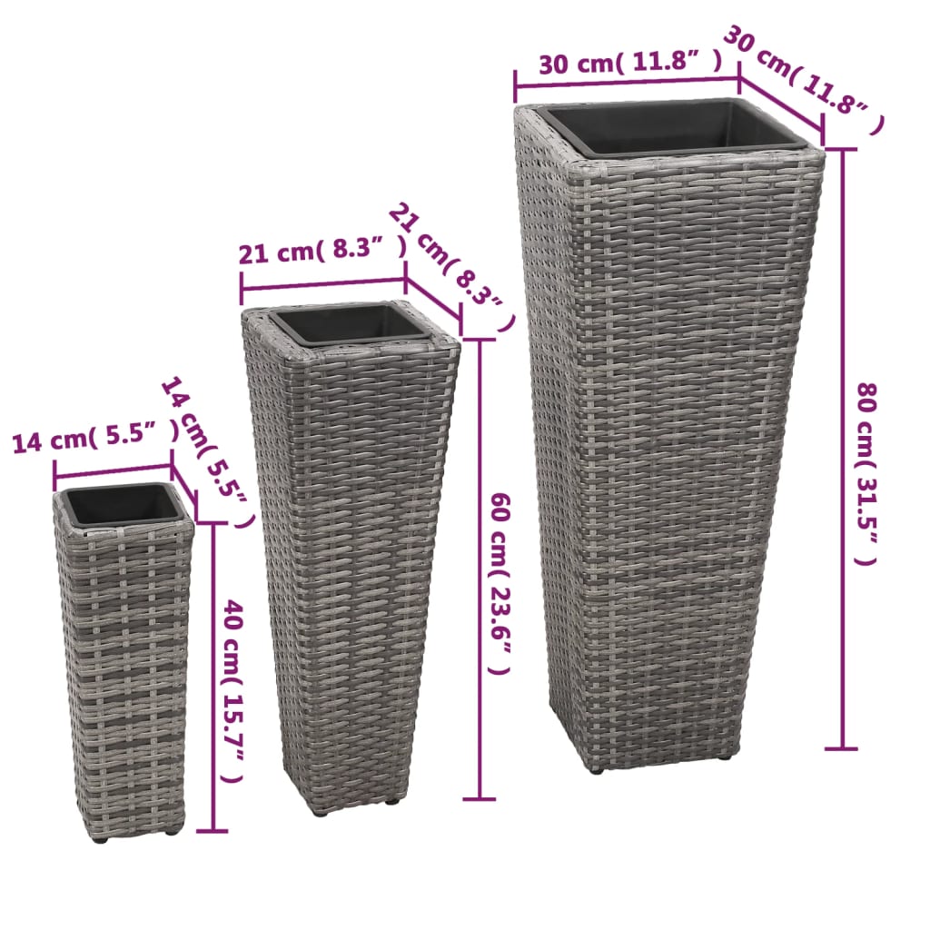 Plantenbakken Verhoogd Poly Rattan Grijs