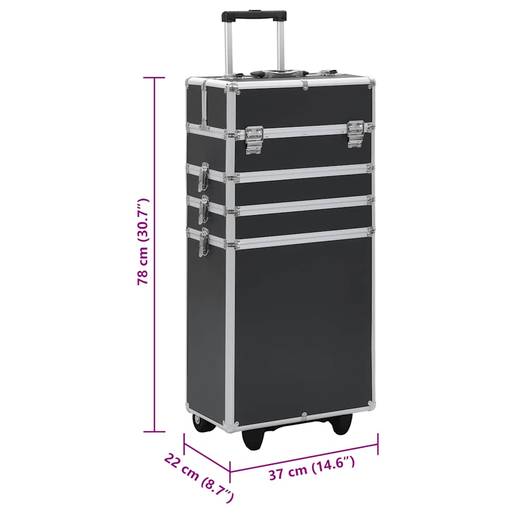 Make-up trolley aluminium zwart