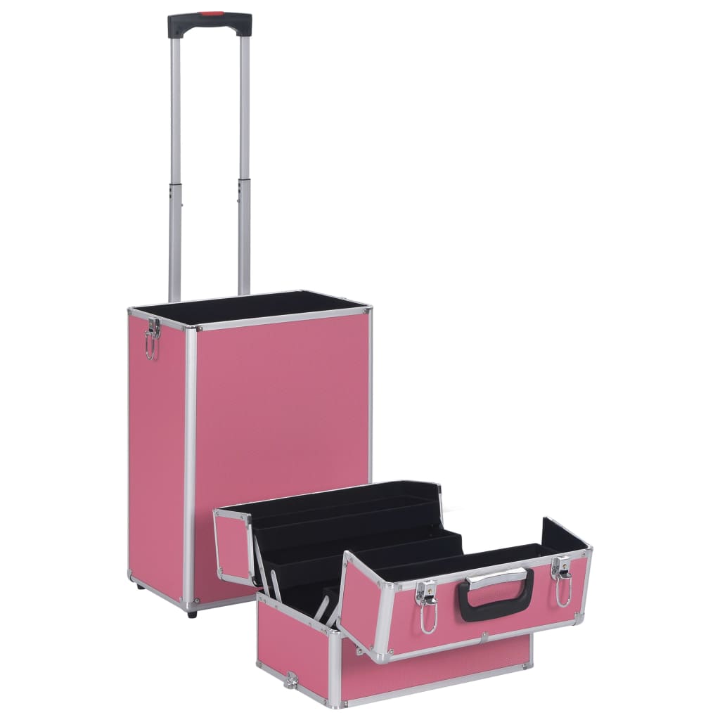 Make-up trolley aluminium roze