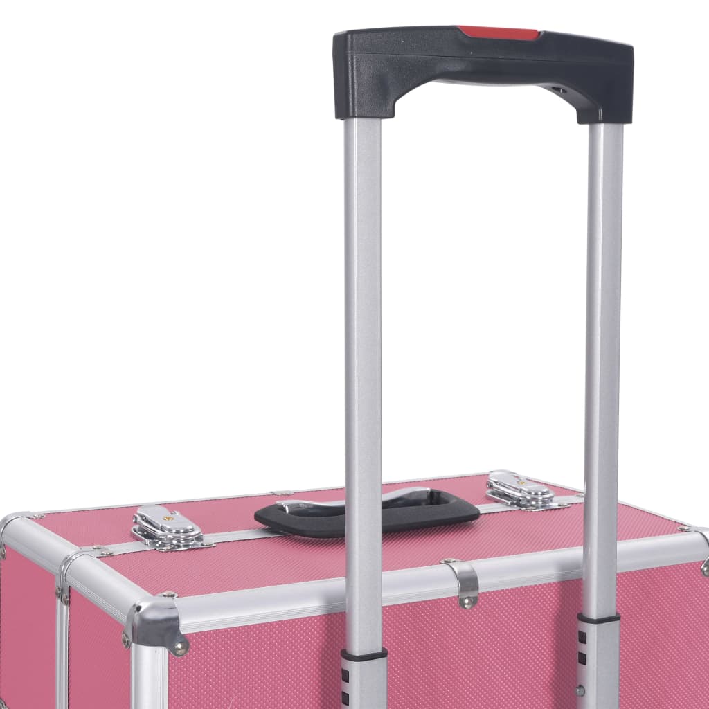 Make-up trolley aluminium roze