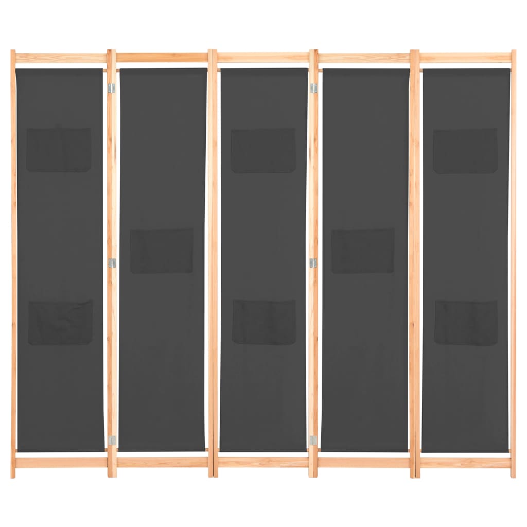 Kamerscherm Met Panelen 200X170X4 Cm Stof 5 Grijs