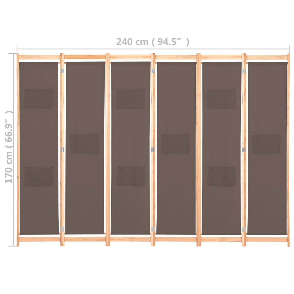 Kamerscherm Met Panelen 240X170X4 Cm Stof 6 Bruin