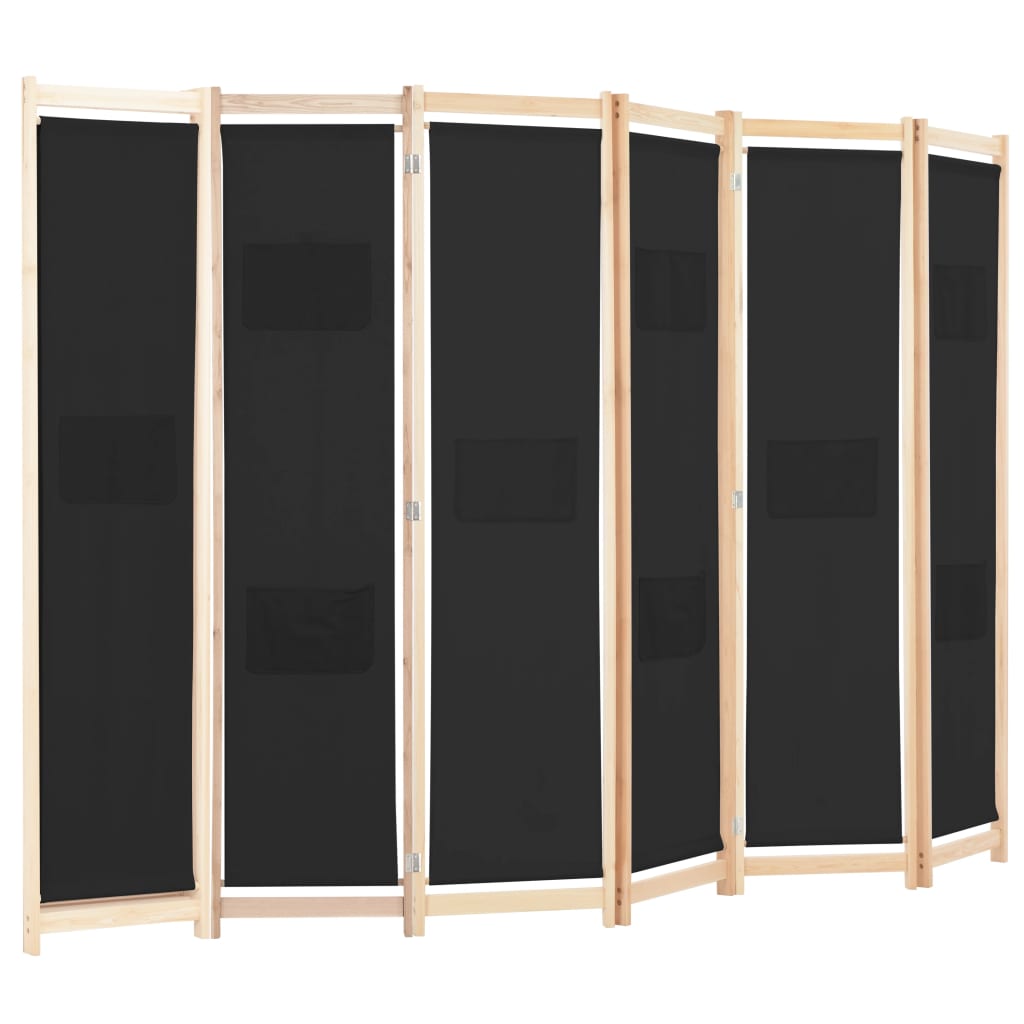 Kamerscherm Met Panelen 240X170X4 Cm Stof 6 Zwart