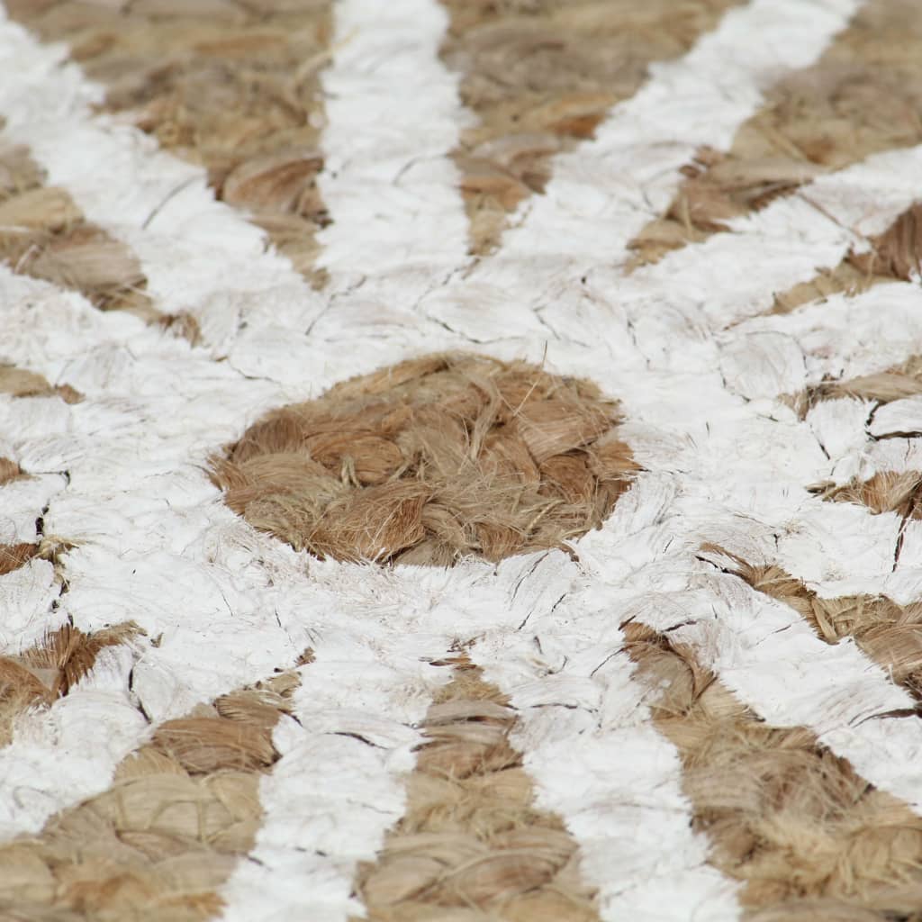 Vloerkleed Handgemaakt Met Witte Print 150 Cm Jute