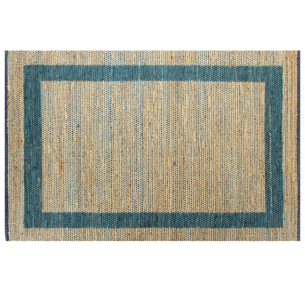 Vloerkleed Handgemaakt 160X230 Cm Jute Blauw 160 x 230 cm