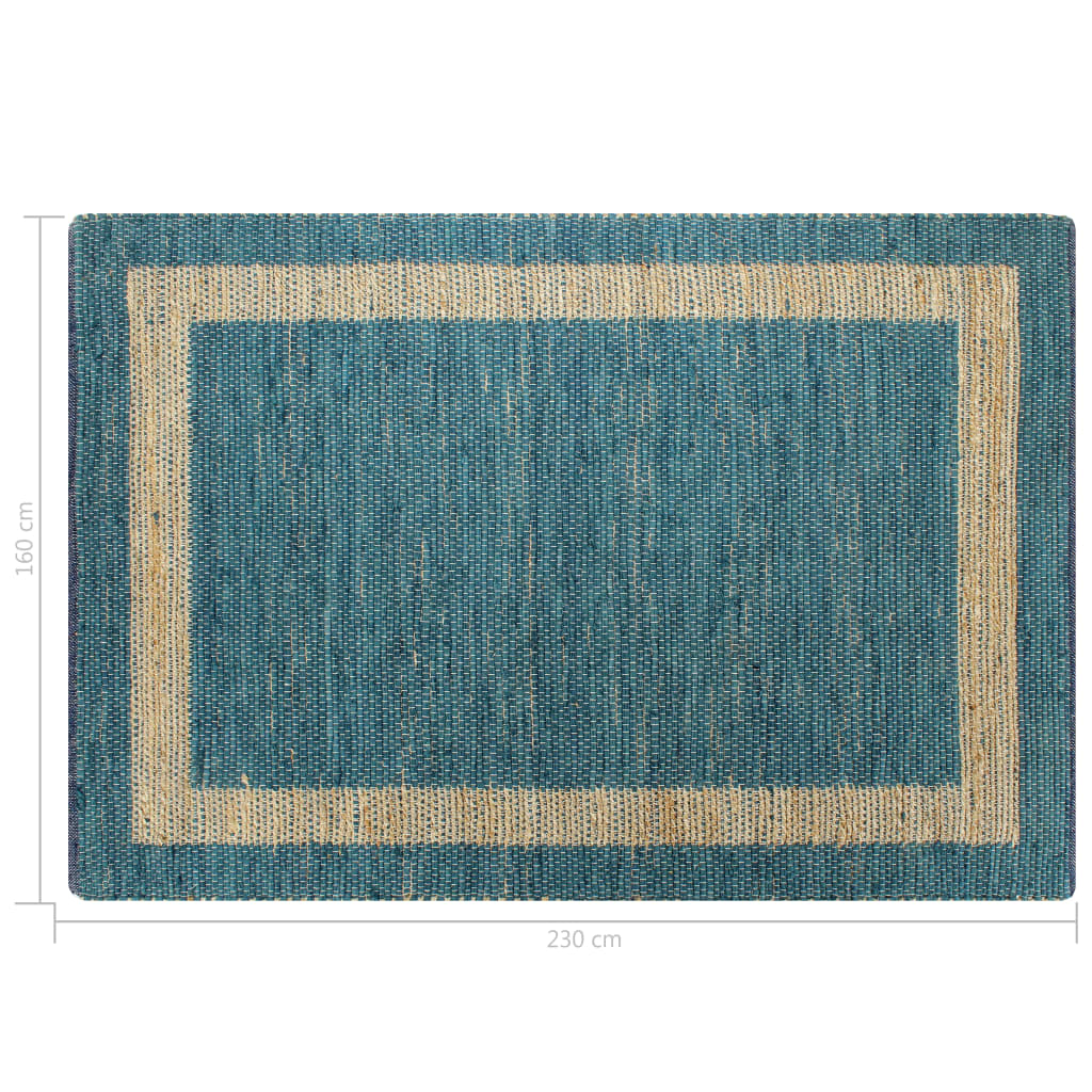 Vloerkleed Handgemaakt 160X230 Cm Jute Blauw 160 x 230 cm