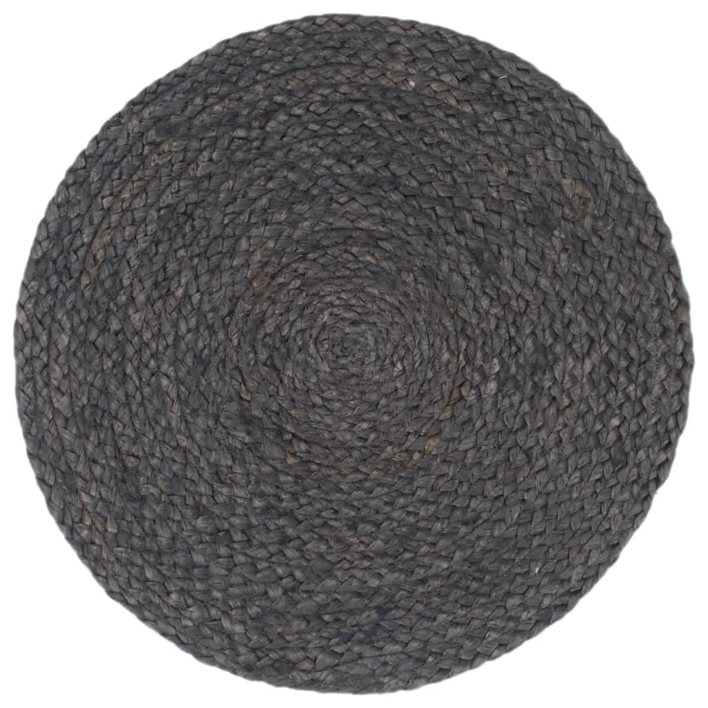 Placemats 6 St Rond 38 Cm Jute Donkergrijs Donkergrijs