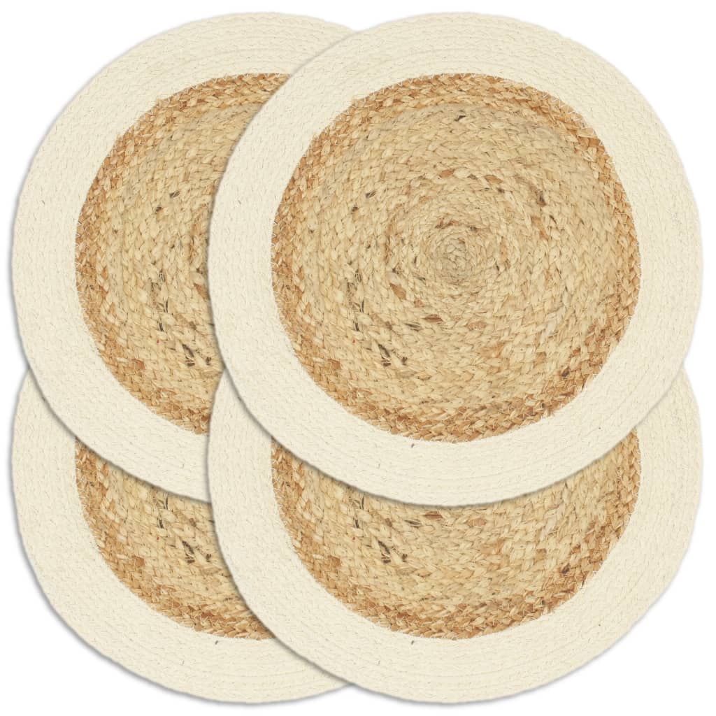 Placemats 4 St Rond 38 Cm Jute En Katoen Natuurlijk Bruin