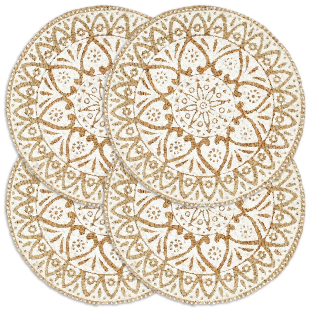 Placemats 4 St Rond 38 Cm Jute Wit 4