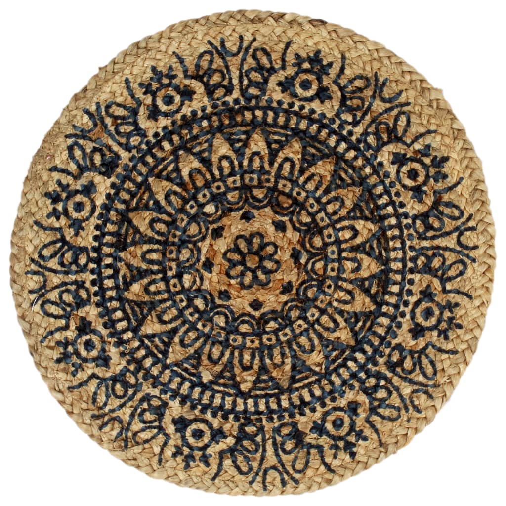 Placemats 6 St Rond 38 Cm Jute Donkerblauw Donkerblauw