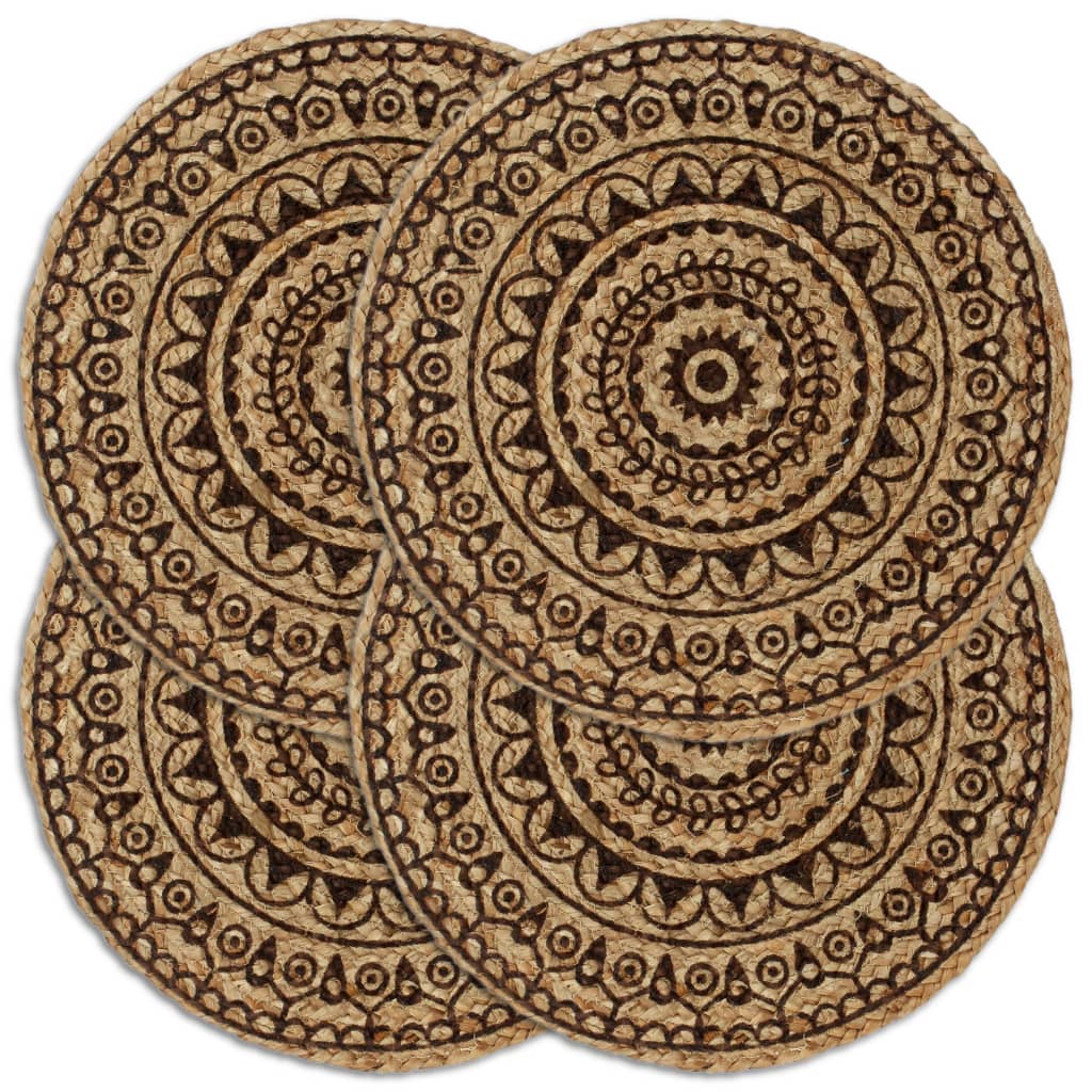 Placemats 4 St Rond 38 Cm Jute Donkerbruin Donkerbruin