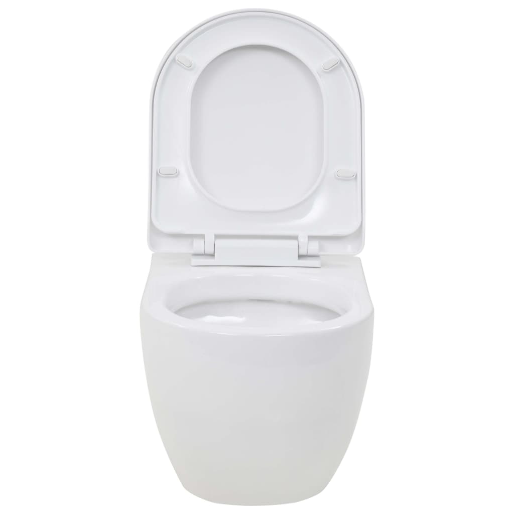 Hangend toilet met verborgen stortbak keramiek wit