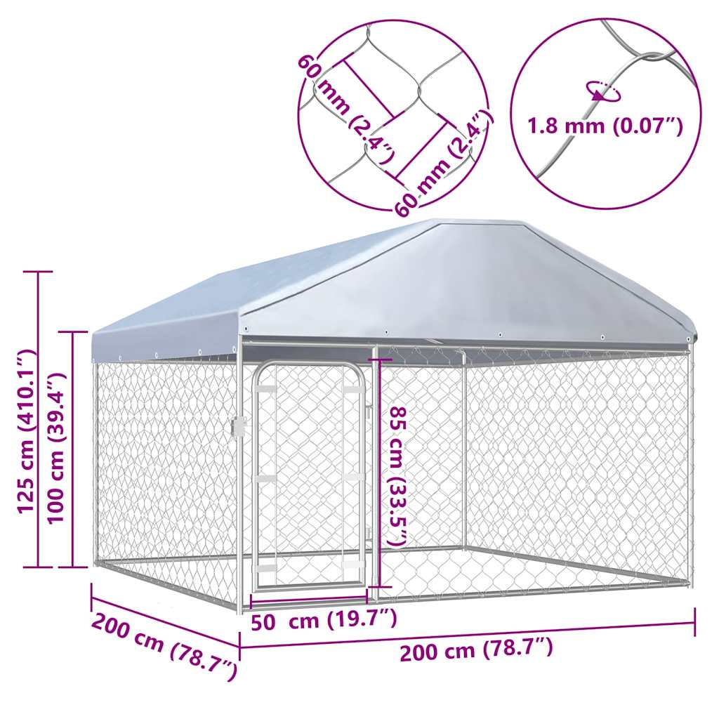 Hondenkennel voor buiten met dak 200x200x135 cm