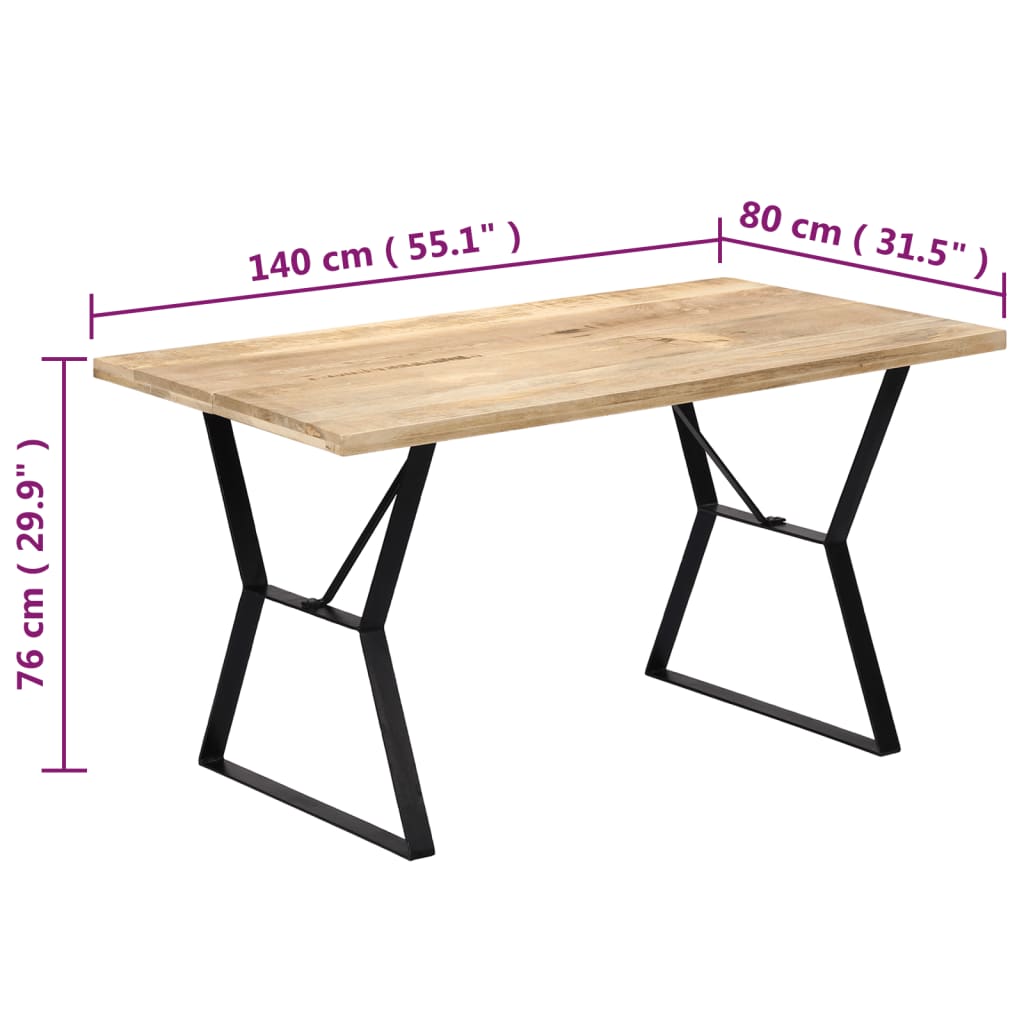 Eettafel 140X80X76 Cm Massief Mangohout 140 x 80 x 76 cm Bruin