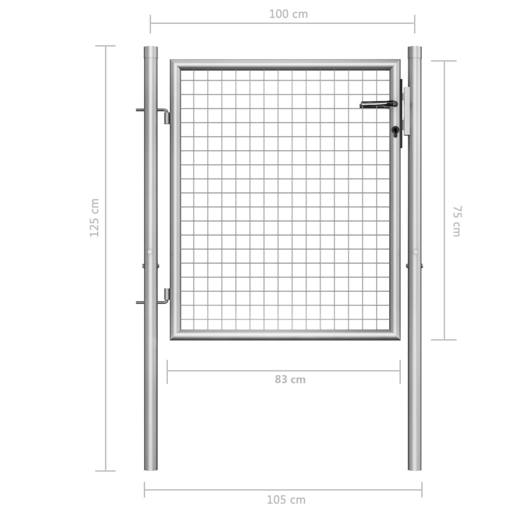 Poort 105x125 cm gegalvaniseerd staal zilverkleurig