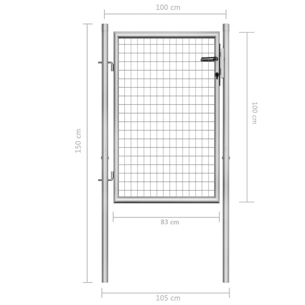 Poort 105X150 Cm Gegalvaniseerd Staal Zilverkleurig 105 x150 cm