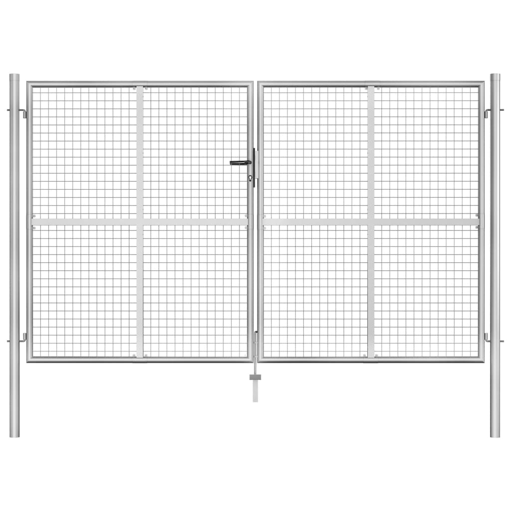 Poort 306x200 cm gegalvaniseerd staal zilverkleurig