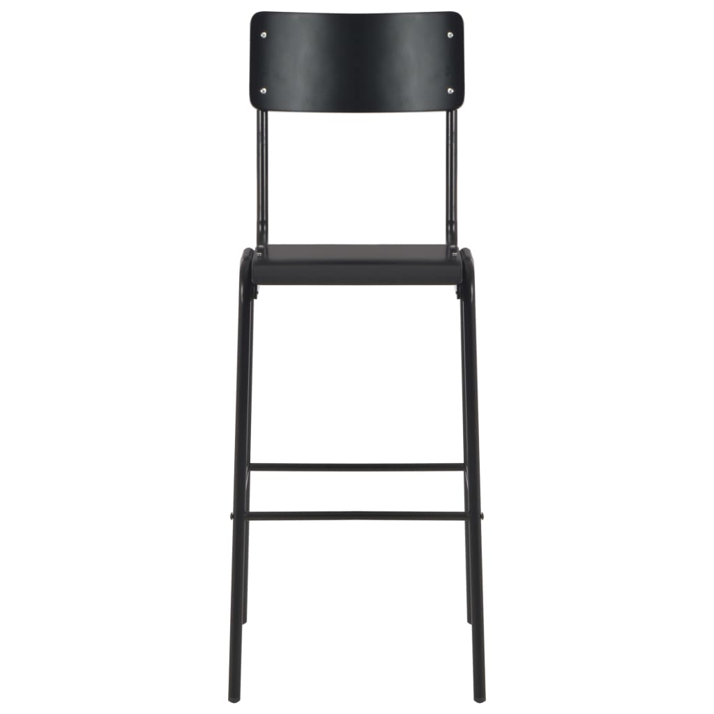 Barstoelen 2 st massief multiplex staal zwart