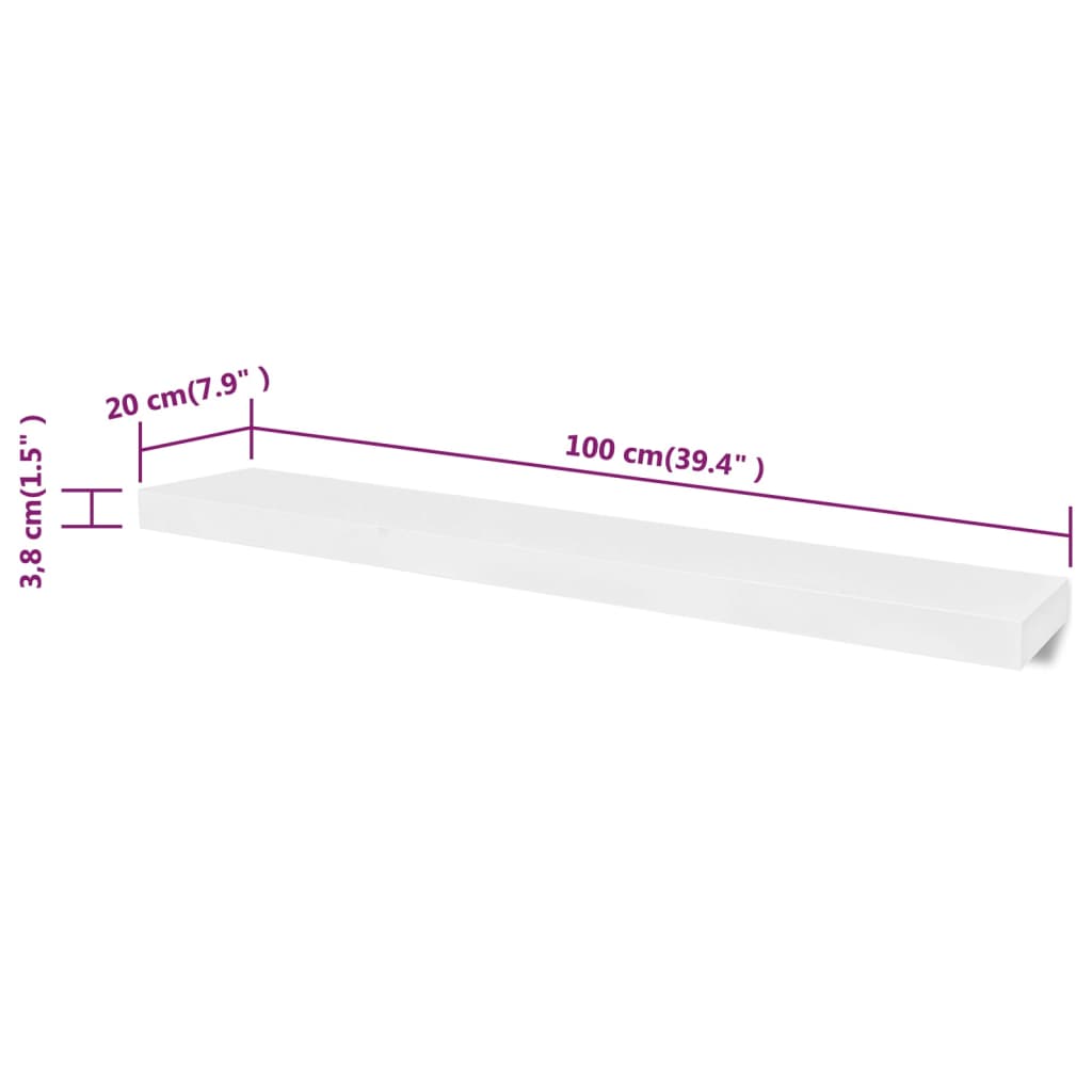 Wandplanken 4 st 100 cm wit