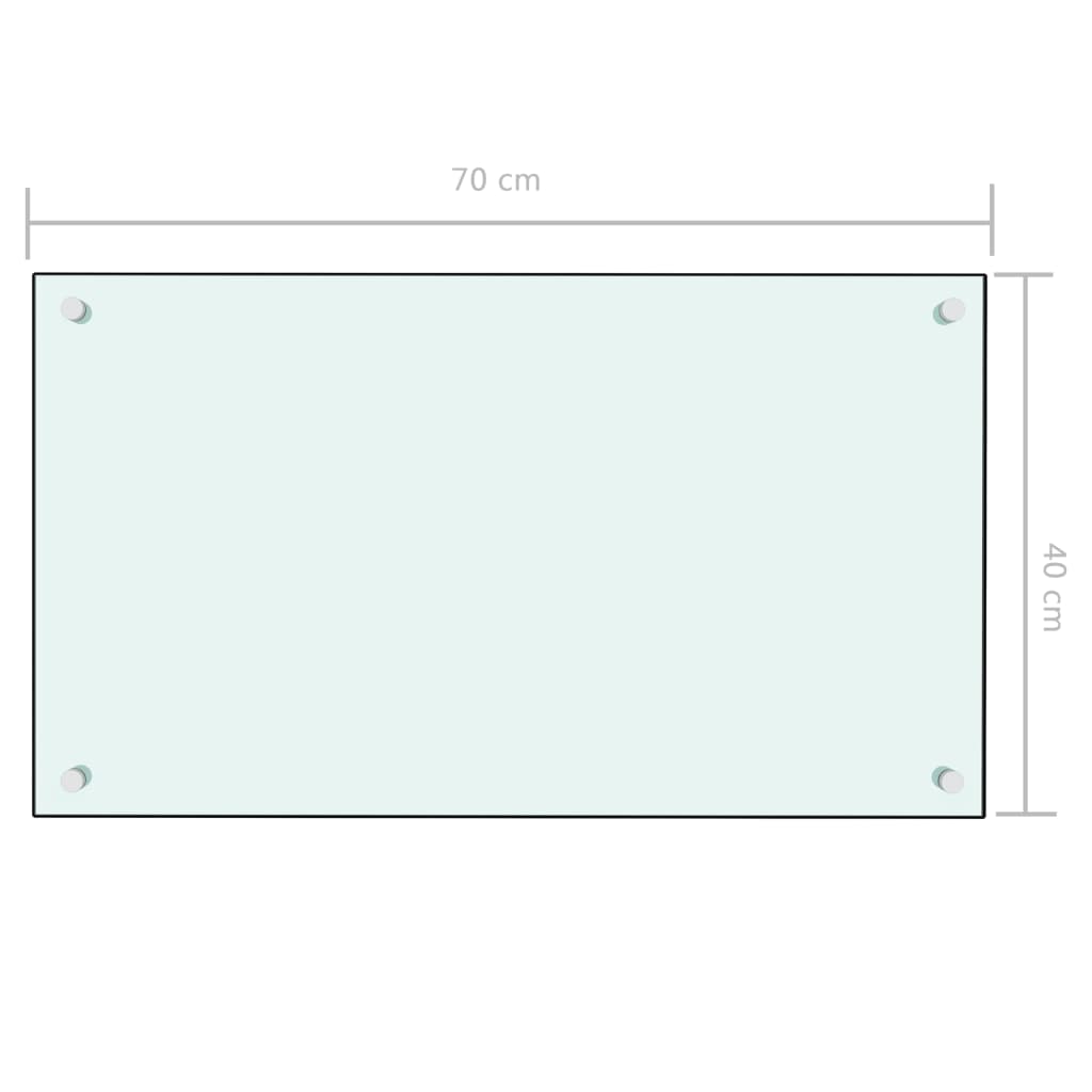 Spatscherm keuken 70x40 cm gehard glas wit