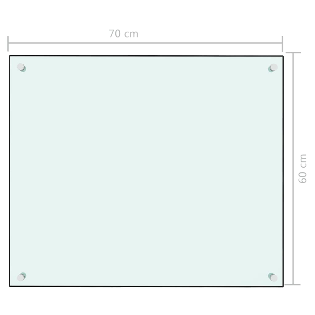 Spatscherm keuken 70x60 cm gehard glas wit