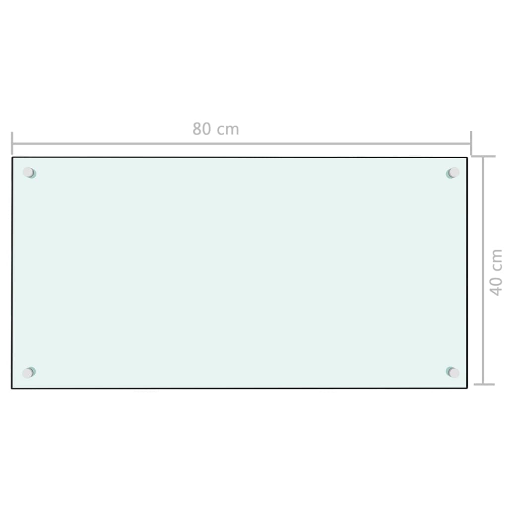 Spatscherm keuken 80x40 cm gehard glas wit