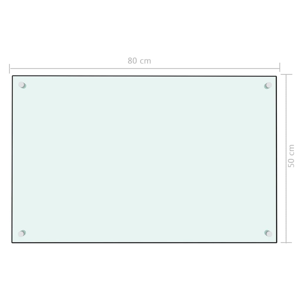 Spatscherm keuken 80x50 cm gehard glas wit