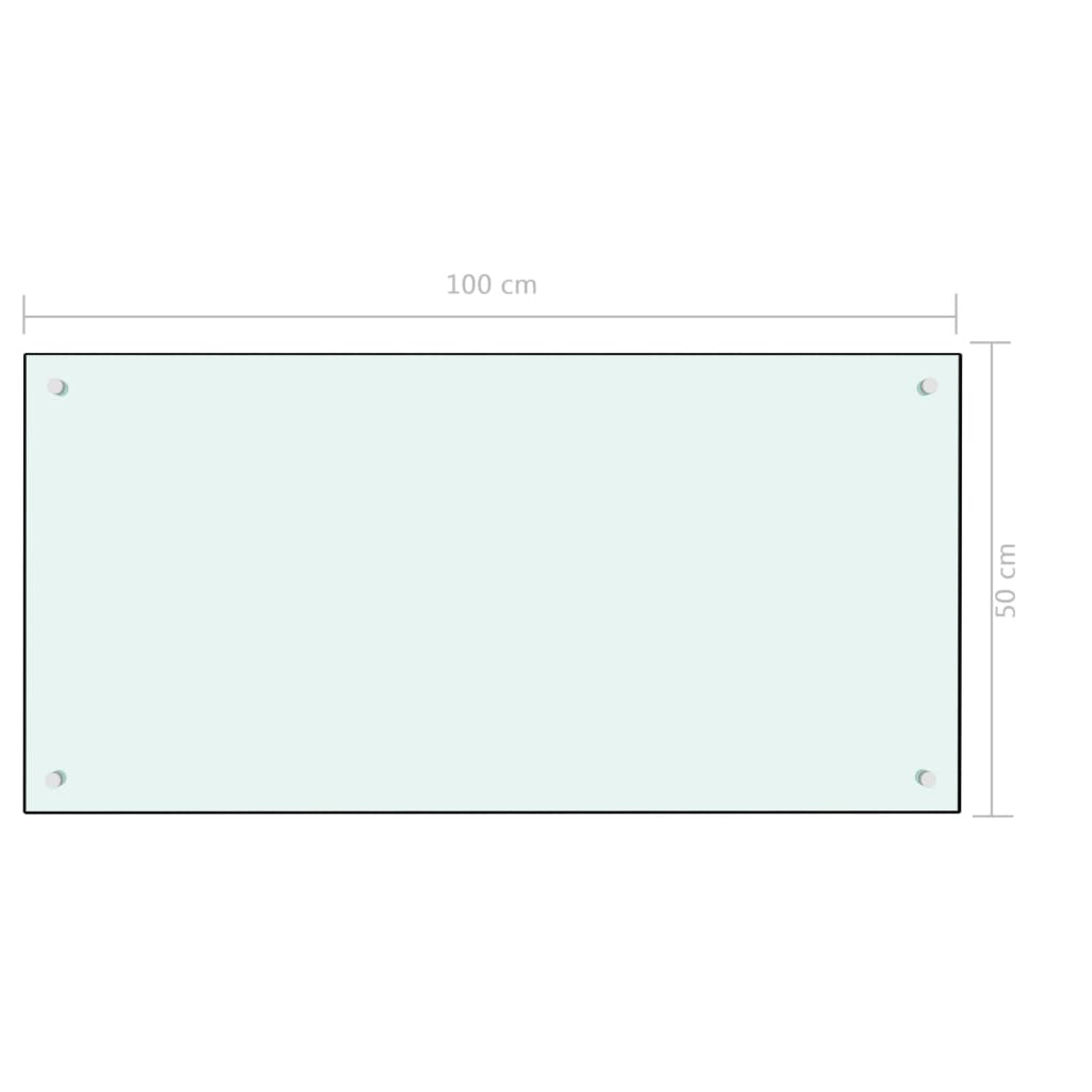 Spatscherm keuken 100x50 cm gehard glas wit