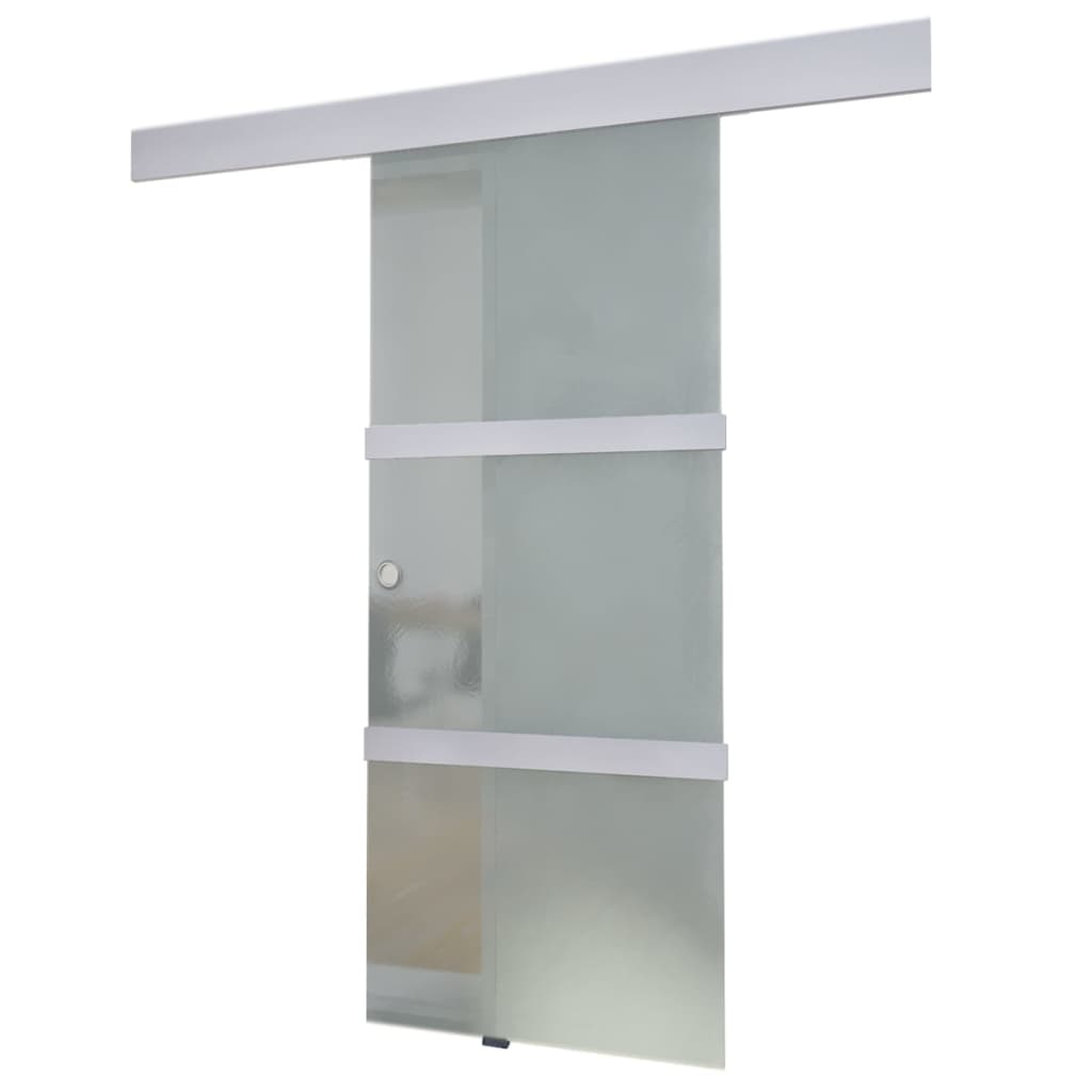 Schuifdeur 178 cm glas en aluminium zilverkleurig