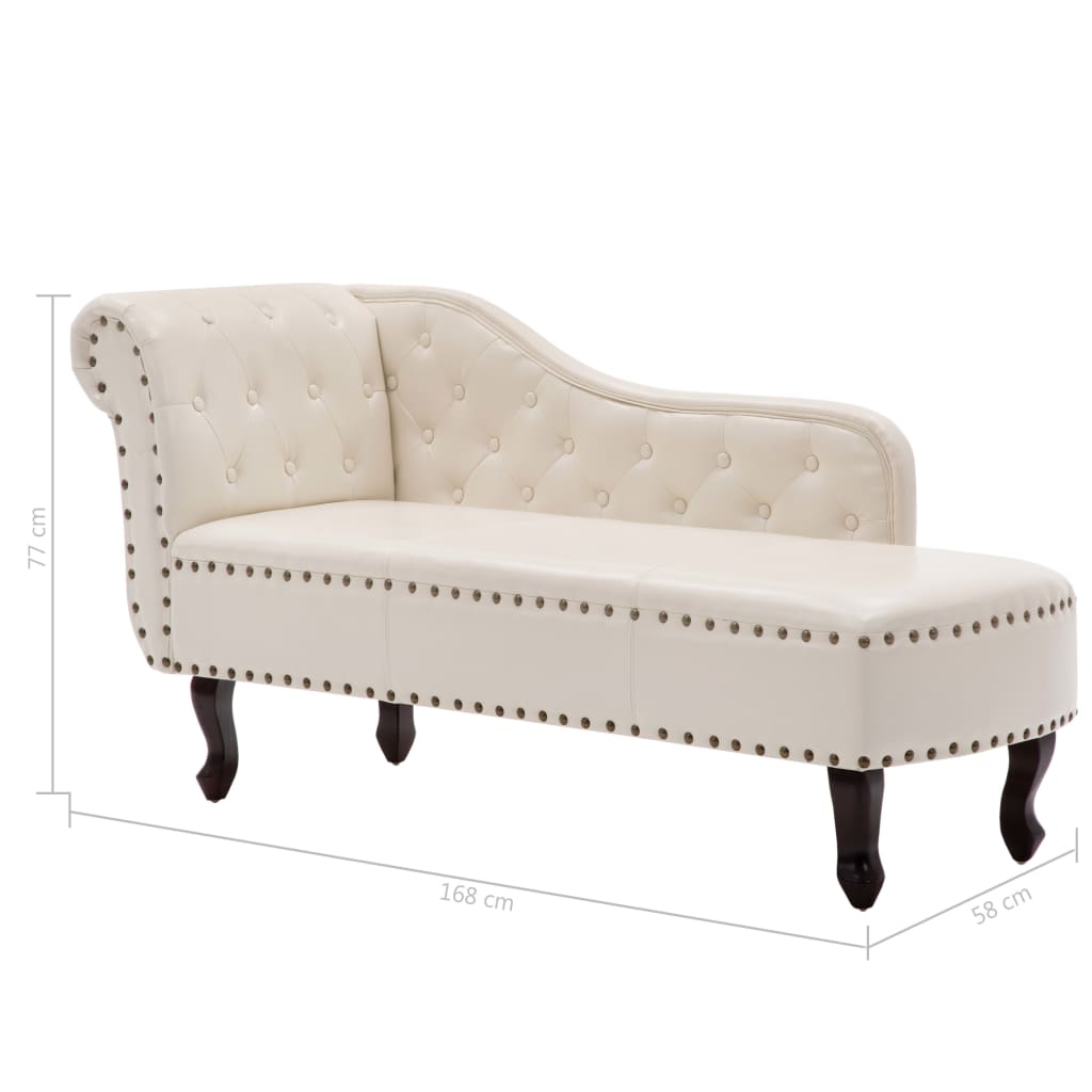 Chaise longue kunstleer crèmewit