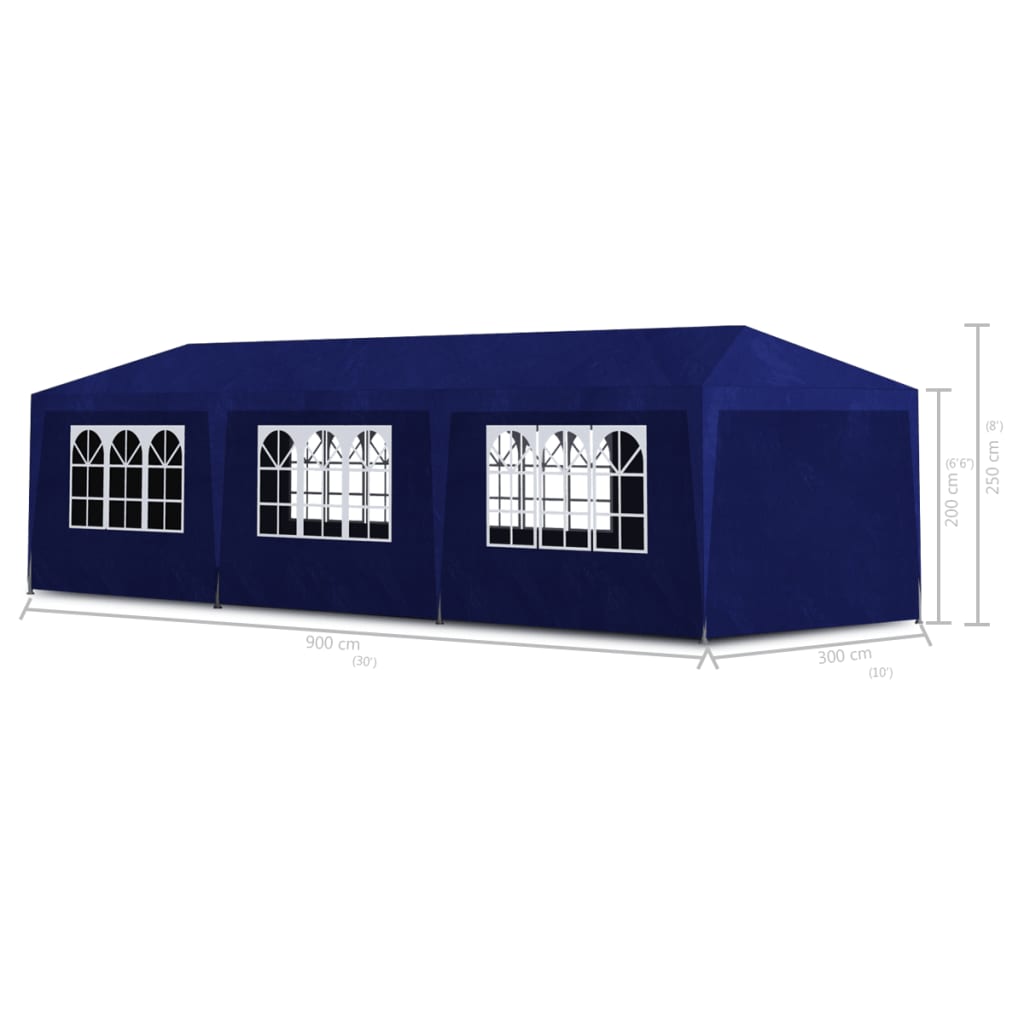 Partytent 3 x 9 m Blauw