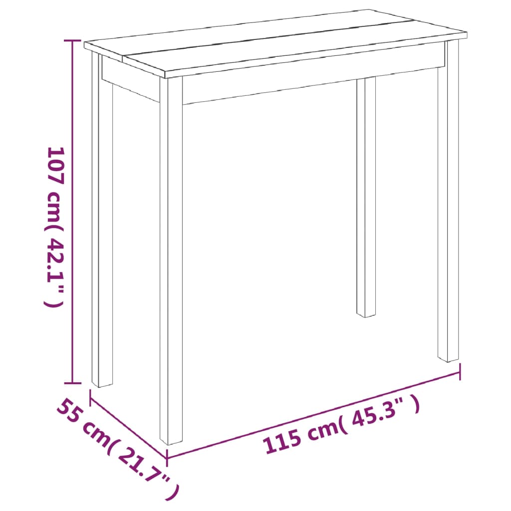 Bartafel 115X55X107 Cm Mdf Zwart