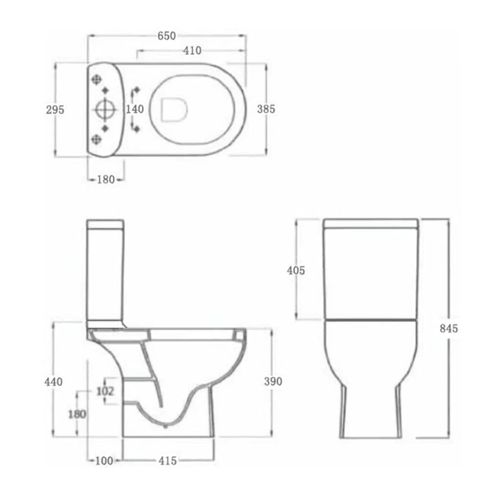 Toilet met afvoer achter keramiek wit