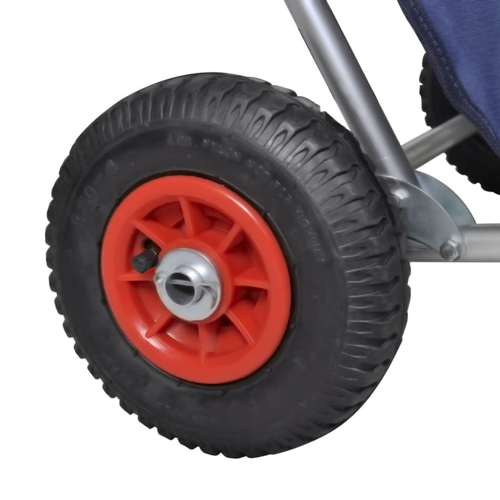 Strandtrolley met wielen draagbaar en inklapbaar blauw
