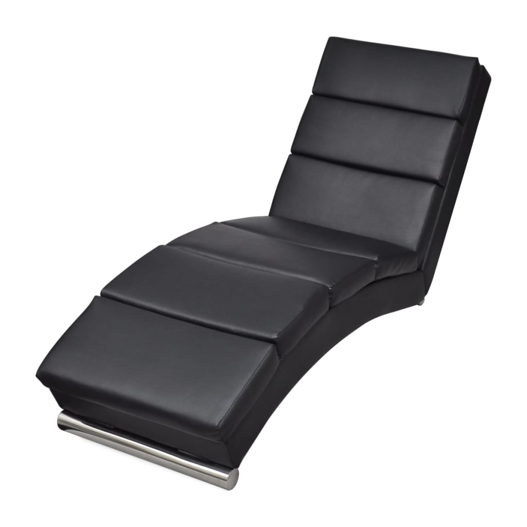 Chaise longue kunstleer zwart