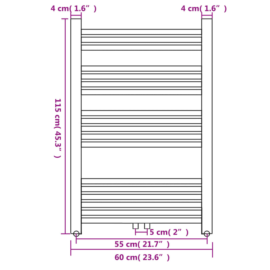 Radiator / Handdoekenrek Recht 600 x 1160 mm