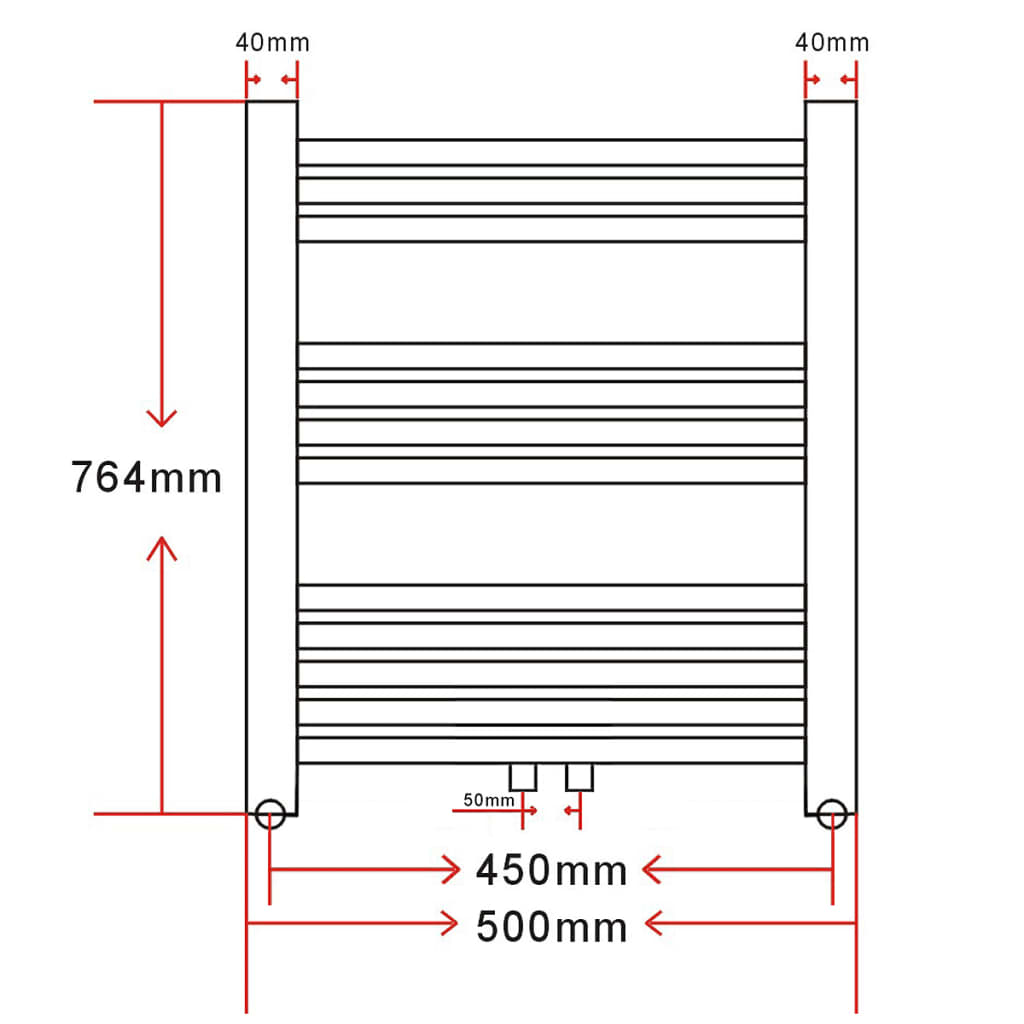 Radiator/Handdoekenrek Curve 500 x 764 mm