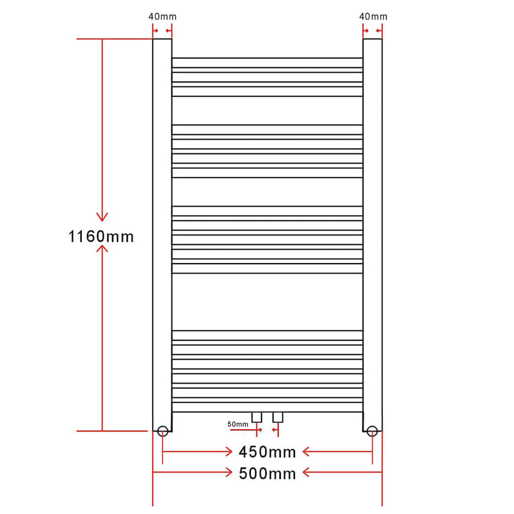 Radiator/Handdoekenrek Curve 500 x 1160 mm