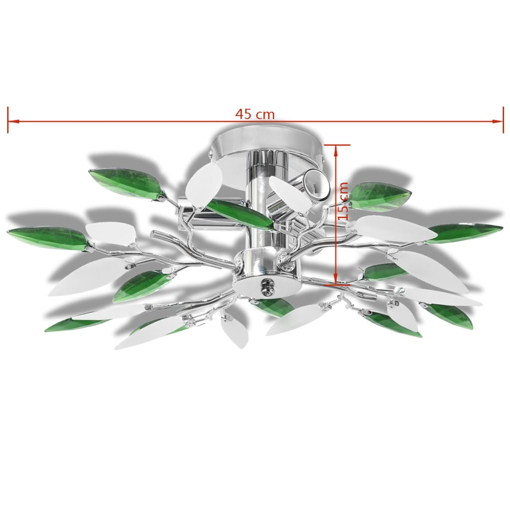 Plafondlamp Witte En E Acryl Kristal Bladeren Xe4 Groen 3 45 x 15 cm