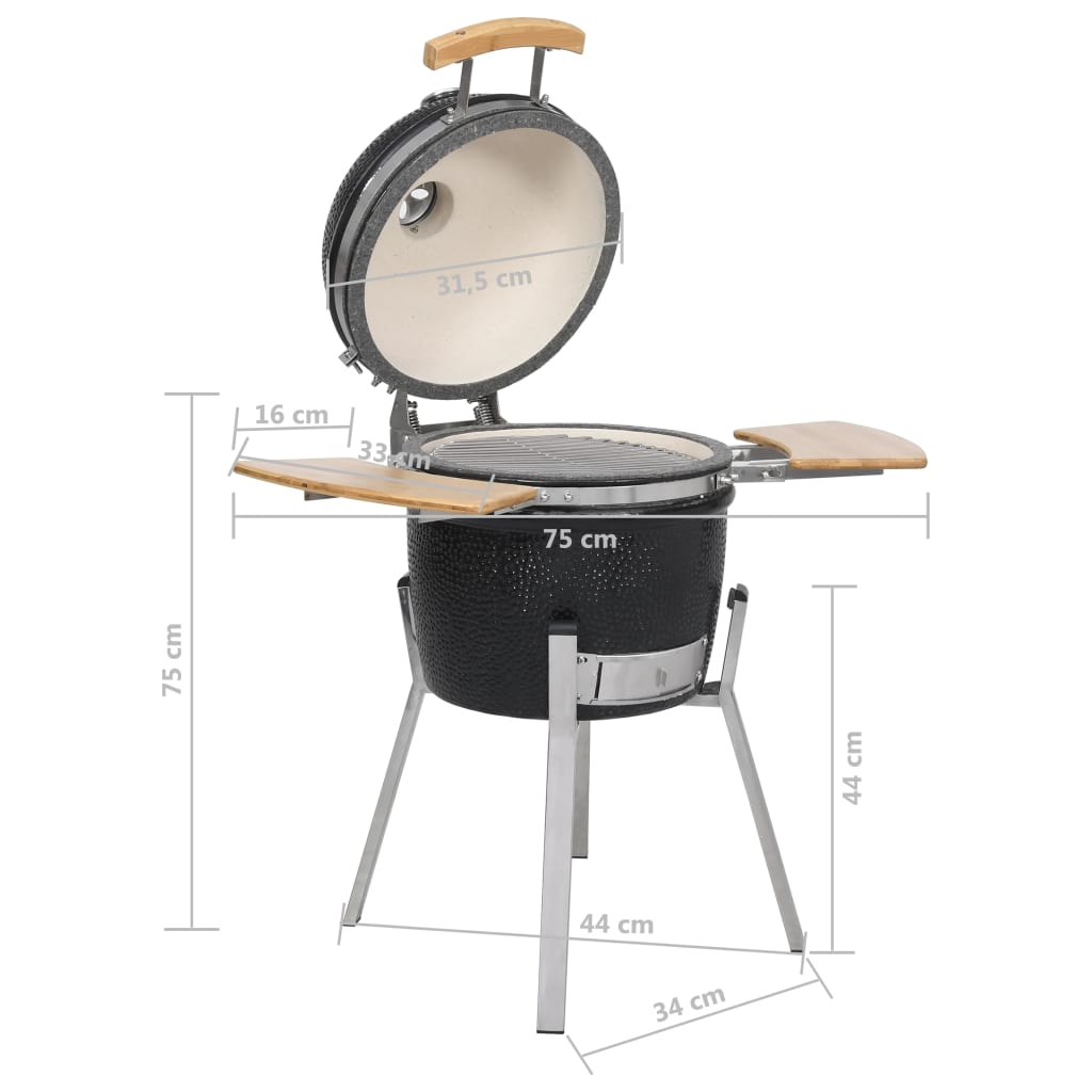 Kamado Barbecue 76 Cm Keramiek Zwart