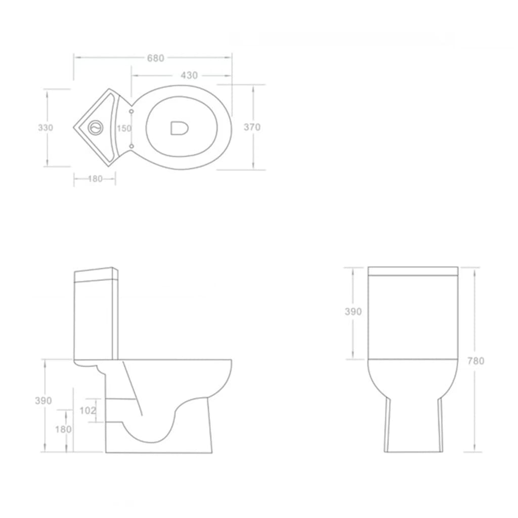 Toilet hoekmodel keramisch wit