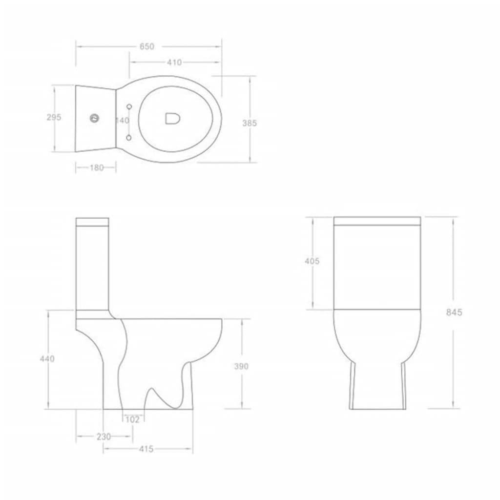 Toilet rond afvoer onder keramiek zwart