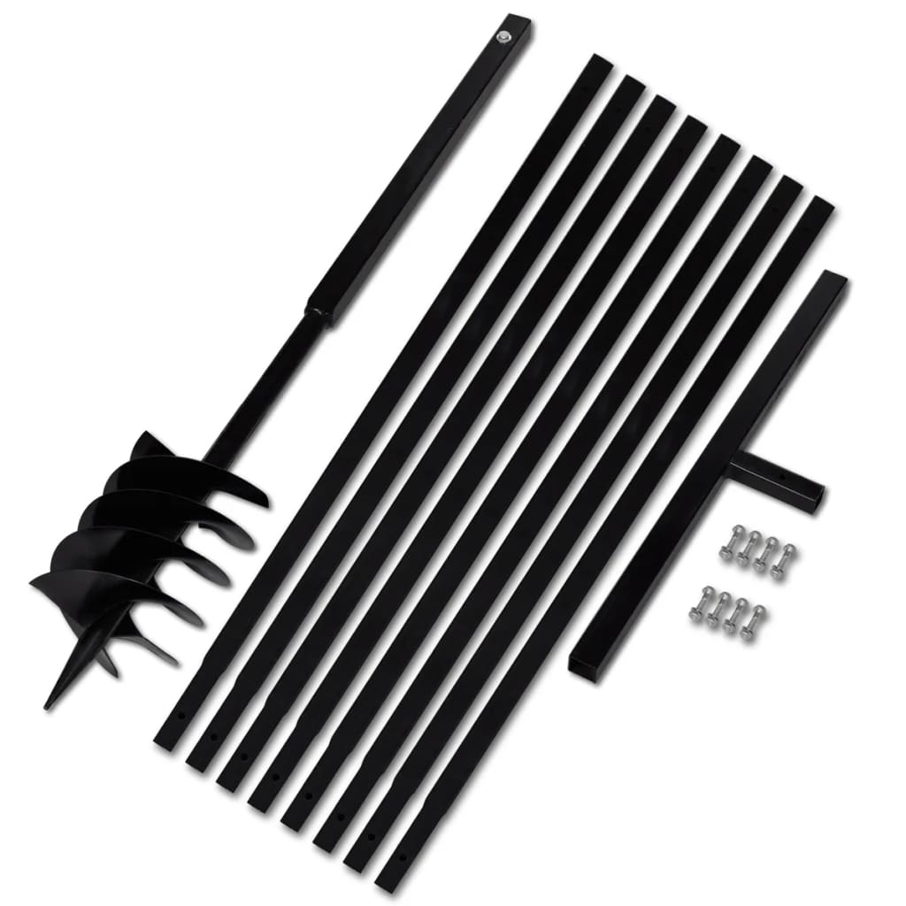 Grondboor met handvat 180 mm en verlengstukken 9 m (staal)