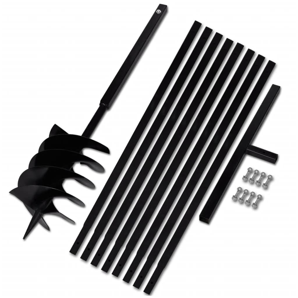 Grondboor met handvat 200 mm en verlengstukken 9 m (staal)