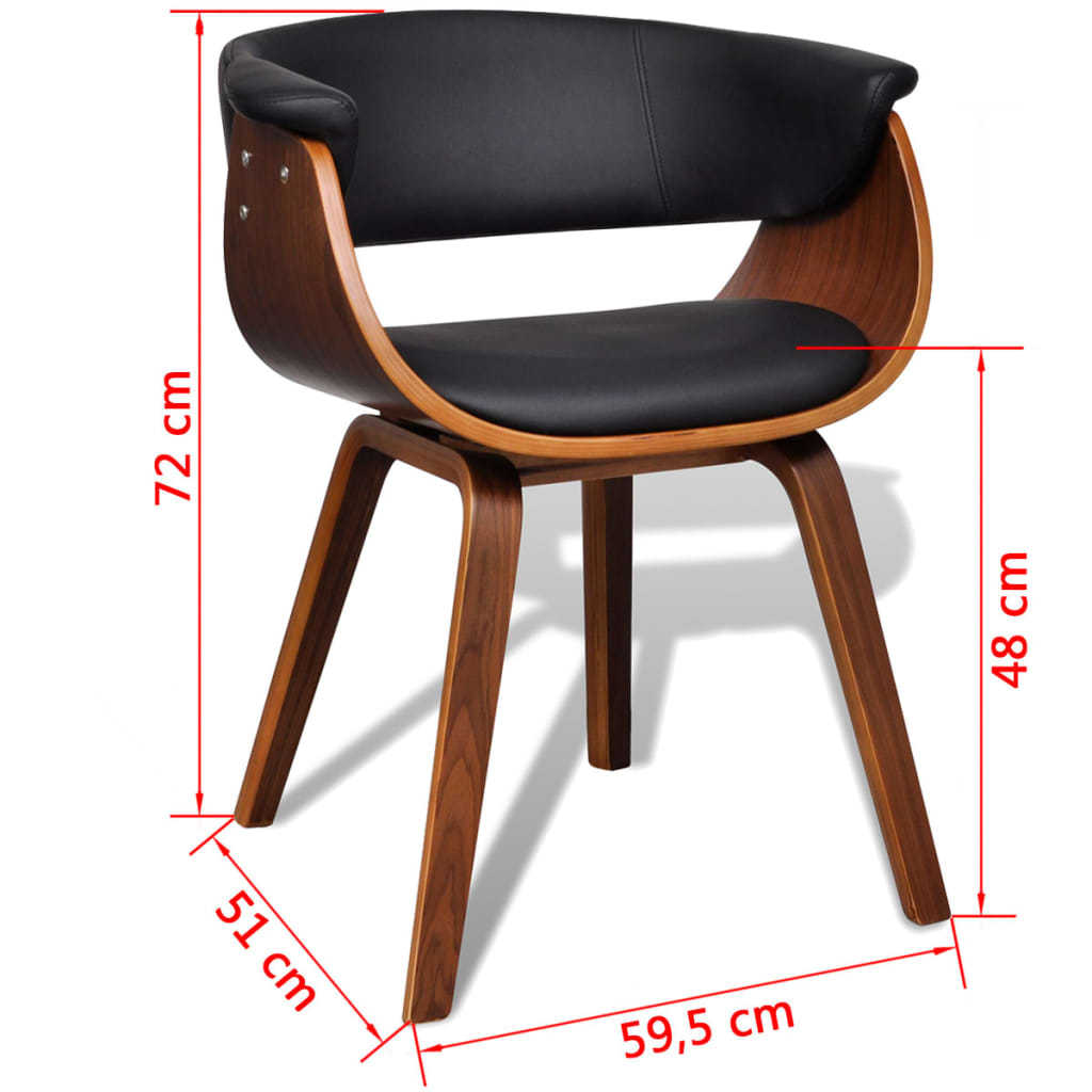 Eetkamerstoelen 2 st gebogen hout en kunstleer