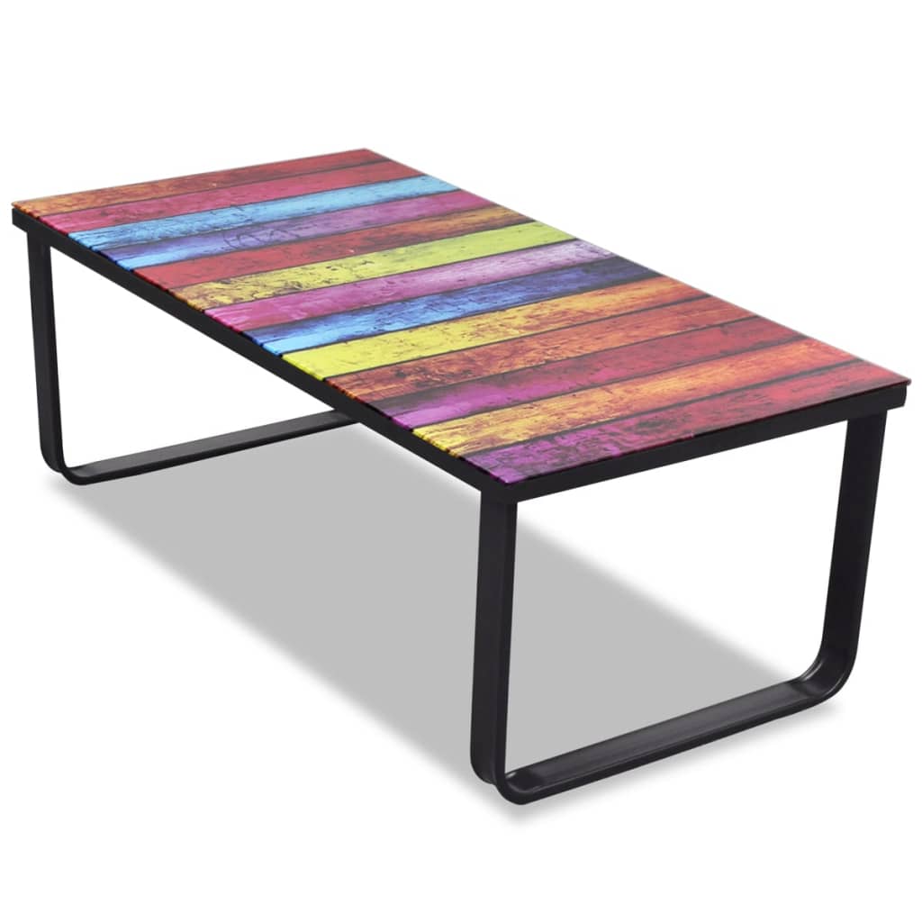 Salontafel Met Regenboog-Print Glazen Tafelblad Regenboog